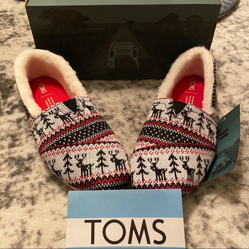 TOMS Fair Isle Reindeer Faux Shearling Alpargata